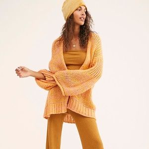 $128 Free People Yellow Home Town Cardigan M
